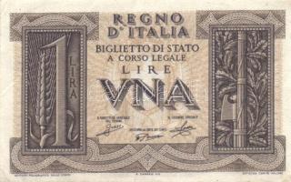 Olaszország/Biglietto di Stato 1939-44. 1L 2klf, 2L (2x) klf aláírással, 5L T:II,III Összesen 5klf d...