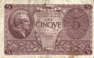 Olaszország/Biglietto di Stato 1939-44. 1L 2klf, 2L (2x) klf aláírással, 5L T:II,III Összesen 5klf d...