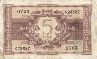 Olaszország/Biglietto di Stato 1939-44. 1L 2klf, 2L (2x) klf aláírással, 5L T:II,III Összesen 5klf d...