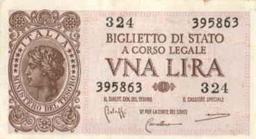 Olaszország/Biglietto di Stato 1944. 1L (2x), 2L (4x) 2klf aláírással, 5L (2x) T:II,III Összesen 8db...