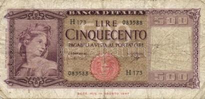 Olaszország 1947. 500L T:III + 1951. 50L, 100L T:III/IV