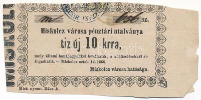 Miskolc 1860. 10kr &quot;Miskolcz városa pénztári utalványa&quot;, &quot;m 656&quot; T:F kis anyaghiány, egyik oldalán apró ragasztó, folt Adamo MIS-2.1