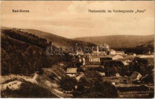 1915 Vatra Dornei, Dornavátra, Bad Dorna-Watra (Bukovina, Bucovina, Bukowina); Teilansicht im Vordergrunde "Runc" / general view + "K.u.K. Landsturmbataillon No. 25." "Zensuriert Baons. Kmdo." (EK)