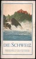 Die Schweiz. Kleiner Reiseführer. Herausgegeben von der Schweizerischen Verkehrszentrale Zürich und Lausanne. Solothurn, 1929, Buchdruckerei Gassmann A.G., 100 p.+ 1 (kihajtható térkép) t. Fekete-fehér képekkel illusztrálva. Német nyelven. Kiadói tűzött papírkötés, a borító és néhány lap foltos.