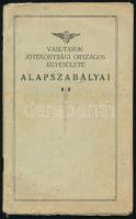 1928 Vasutasok Jótékonysági Országos Egyesülete alapszabályai (egyben tagsági igazolvány). Bp., 1928, Budai Ny., 40 p. Kiadói tűzött papírkötés, kissé foltos.