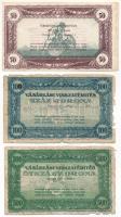 ~1920. 50K-500K "Vásárlási visszatérítés" (3xklf) különböző, halvány bélyegzésekkel T:F,VG közte folt, anyaghiány