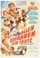 1953 Allen Gefahren zum Trotz amerikai westernfilm plakátja, hajtott, szakadásokkal, 84×58 cm