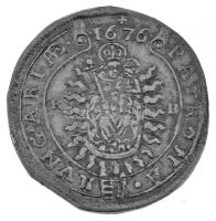 1676K-B 15kr Ag "I. Lipót" (5,56g) T:AU,XF edge error / Hungary 1676K-B 15 Kreuzer Ag &quo...