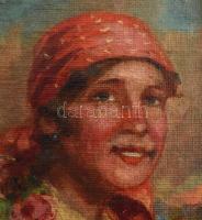 Ivanácz Zsolt József (1869-?), 2 db mű: Lány népviseletben és férfi trikolórral . Olaj, karton. Jele...