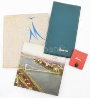 MALÉV tétel: mini varrókészlet, notesz, Budapest prospektus (bakelit lemezzel), angol nyelvű könyv (MALÉV 1946-1961).