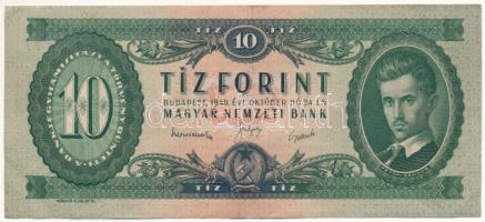 1949. 10Ft "A 855 040694" T:F szép papír Hungary 1949. 10 Forint "A 855 040694" T:F fine paper Adamo F3