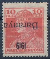 Baranya I. 1919 Károly 10f fordított felülnyomással (**22.000) / Mi 35 with inverted overprint. Signed: Bodor