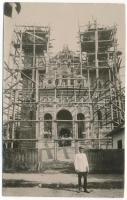 1936 Felsővisó, Viseu de Sus (Máramaros, Maramures); Román ortodox templom építés közben / construction of the Romanian Orthodox church. photo