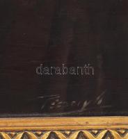 Péczely Antal (1891-1944): Templombelső (Nagymaros?). Olaj, vászon, jelezve jobbra lent. Dekoratív f...