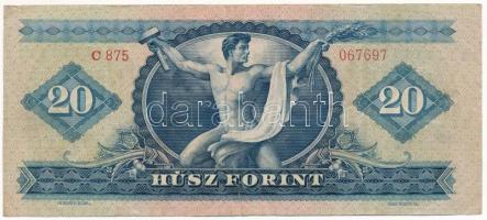 1949. 20Ft "C 875 067697" T:F erős papír
Hungary 1949. 20 Forint "C 875 067697"...