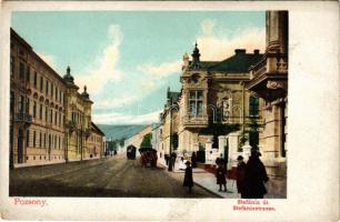 Pozsony, Pressburg, Bratislava; Stefánia út, villamos / Stefaniestrasse / street view, tram (EK)