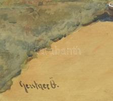 Gertsner Ödön (1882-1952): Pajtánál. Akvarell, papír, jelezve balra lent. Dekoratív, üvegezett faker...