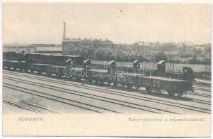 Komárom, Komárno; Teherpályaudvar a selyemfonodával, vasútállomás. E.D.K. 120. / freight railway station, silk spinning mill