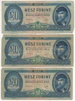 1949. 20Ft (3db) T:VG Hungary 1949. 20 Forint (3pcs) C:VG Adamo F10