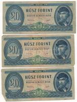 1949. 20Ft (3db) T:VG Hungary 1949. 20 Forint (3pcs) C:VG Adamo F10