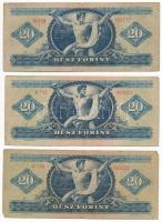 1949. 20Ft (3db) T:VG
Hungary 1949. 20 Forint (3pcs) C:VG
Adamo F10