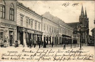 1905 Komárom, Komárno; Nádor utca, Rehberger Sándor, Nagy Géza és Gyula, Fektor György üzlete. E.D.K. 143. / street view, shops (EK)