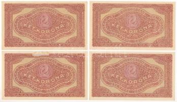 1920. 2K (4db) sorszámkövető "2aa 001 363.186 - 2aa 001 363.189" T:AU-XF,G (egyiken anyagh...