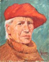 Szepes Gyula (1902-1992): Önarckép, 1980. Olaj, farost, jelzett. 50x40 cm