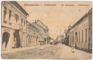 1925 Csíkszereda, Miercurea Ciuc; Strada Vanatorilor / Vadász utca, Czáka Béla üzlete. Szvoboda kiadása / street, shops (EK)