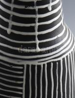 Op-art retro kerámia váza. Mázas kerámia, kézzel festett, jelzett. szaján kis mázhibák 45,5 cm
