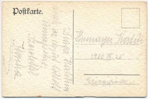 1920 Rózsa - kézzel festett selyemlap / Rose - hand-painted silk postcard