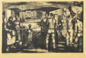 Seres János (1920-2004): Egyetemváros (Miskolc), rézkarc, papír, jelzett, üvegezett fakeretben, 19,5x29,5 cm