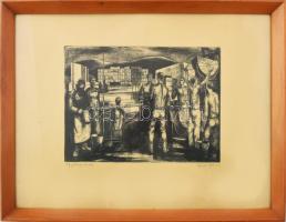 Seres János (1920-2004): Egyetemváros (Miskolc), rézkarc, papír, jelzett, üvegezett fakeretben, 19,5...