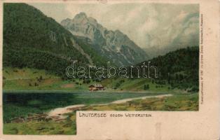 Lautersee Lake and Wetterstein mountain litho