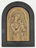 Cyránski (Cziránszki) Mária (1940-2018): Anya gyermekével. Bronz falikép fa keretben. Jelzett, képcsarnok címkével, 26x17 cm, kerettel 35x25 cm