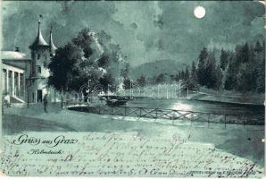 1898 (Vorläufer) Graz, Hilmteich am Nacht / lake at night (EK)