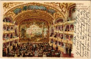 1899 (Vorläufer) Graz, Saal im neuen Stadt-Theater / theatre interior. Grazer Künstler Postkarte No. 17. Senefelder Art Nouveau, litho s: P. Scholz