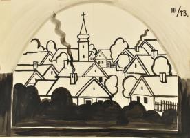 cca 1950-80 Varga Mátyás (1910-2002): díszlettervek gyűjteménye, össz kb. 13 db. Klf. technikák, pap...