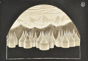 cca 1950-80 Varga Mátyás (1910-2002): díszlettervek gyűjteménye, össz kb. 13 db. Klf. technikák, pap...