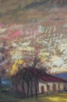 Szereda Béla (-): Hangulatos táj, 1932. Pasztell, papír. Dekoratív, üvegezett fakeretben. 47x63 cm