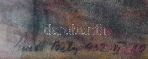 Szereda Béla (-): Hangulatos táj, 1932. Pasztell, papír. Dekoratív, üvegezett fakeretben. 47x63 cm