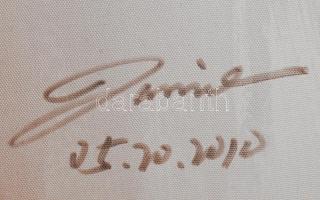 Olvashatatlan jelzéssel: Vízpart. Olaj, vászon. Jelzéssel a hátoldalán. 30x90 cm