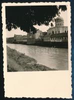 cca 1935-1940 Nagyvárad, Körös folyó, Izraelita cion zsidó templom, zsinagóga, fotó, 8,5×6,5 cm / Oradea, synagogue