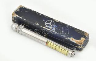 Régi Mercedes-Benz keréknyomásmérő, jelzett: Messko-Hauser Oberursel a. TS., Made in Germany. Eredeti, viseltes dobozában, h: 12 cm / Vintage Mercedes-Benz tire pressure gauge, in original, worn box
