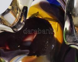 Cseh tömör üveg asztaldísz. Jelzés nélkül, kis kopással, d: 15 cm, m: 8,5 cm