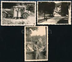 1938 Borszék, életképek, 3 db fotó, 6,5×8,5 cm