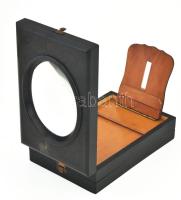 Sztereokép néző. Nagyítós, faragott fa, többféle állítási lehetőséggel, Hordozható, összecsukható 23...