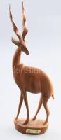 Japán antilop szobor. Címkével jelzett, minimális kopottsággal, fa m: 41 cm
