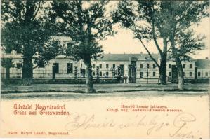 1900 Nagyvárad, Oradea; Honvéd huszár laktanya. Helyfi László kiadása / Königl. ung. Landwehr-Husaren-Kaserne / K.u.k. military hussars barracks