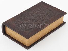 Díszkönyv formájú ékszertartó doboz. Kis kopással, 21x13x5 cm